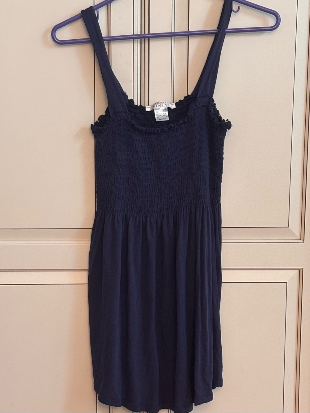 Venus-Navy Blue Smocked Tank Top- size Small